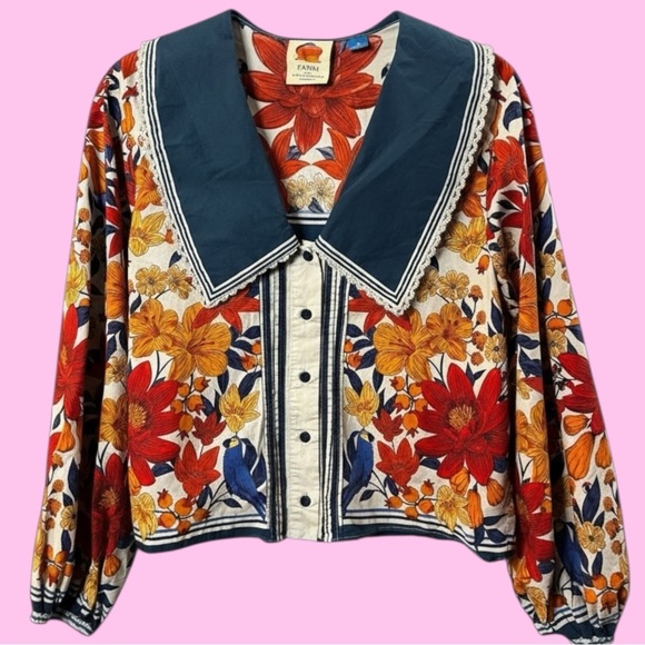 FARM Rio Tops - FARM Rio Florisbela Buttondown Collared Top